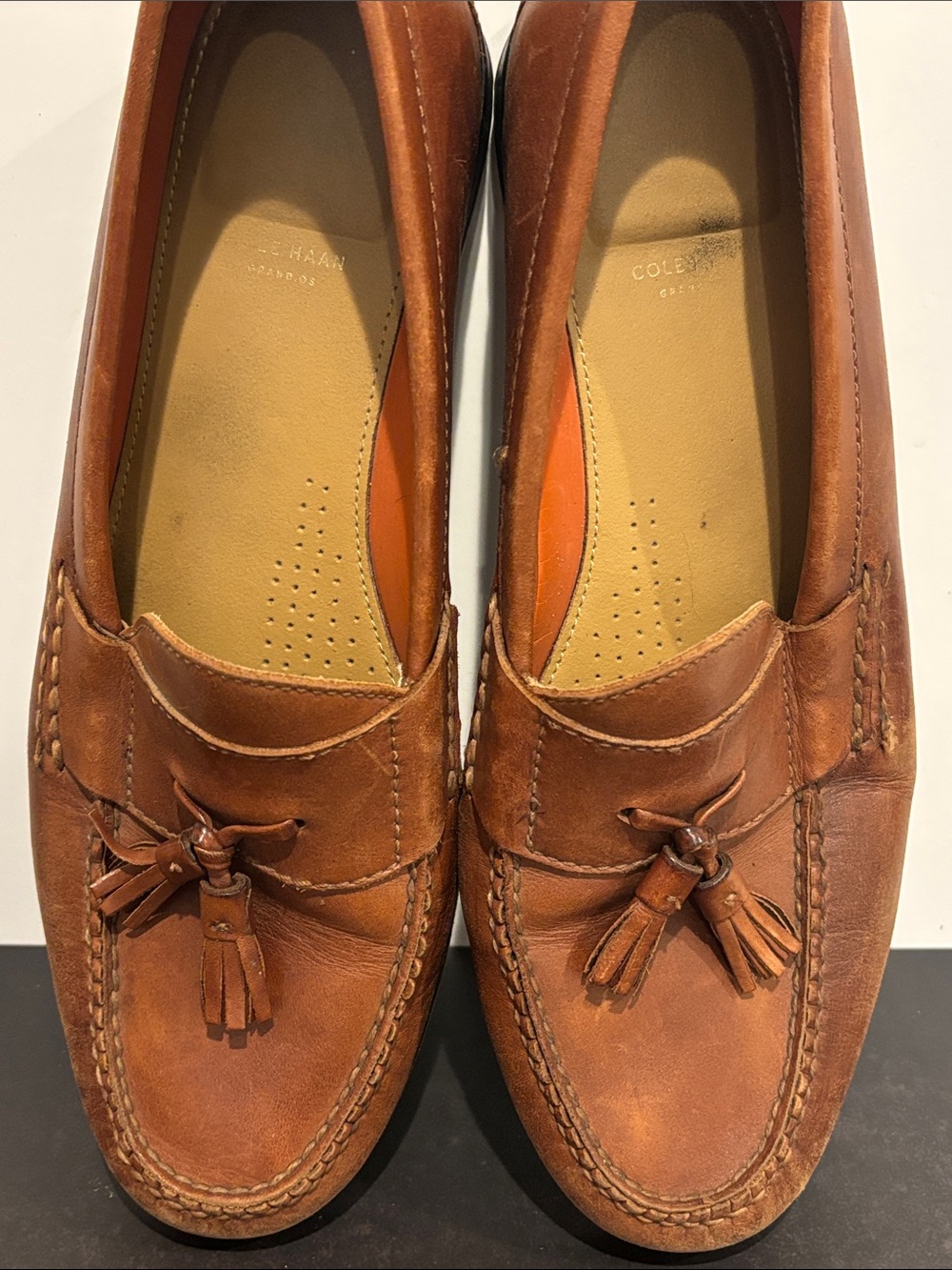 Cole Haan Men's Tan Leather Tassel Slip-On Loafers sz 11.5